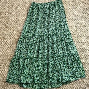 Green floral maxi skirt
